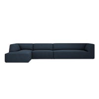 ECKSOFA links Ruby aus strukturiertem Stoff marineblau 5 Sitzplätze - Blau, Textil (180/366cm) - Micadoni