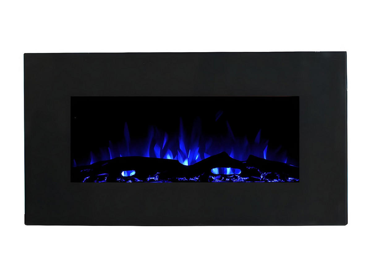 KAMIN - 84 cm x 14 cm - glas - schwarz Chandela - Schwarz, Glas (84/45/14cm) - Vente-Unique