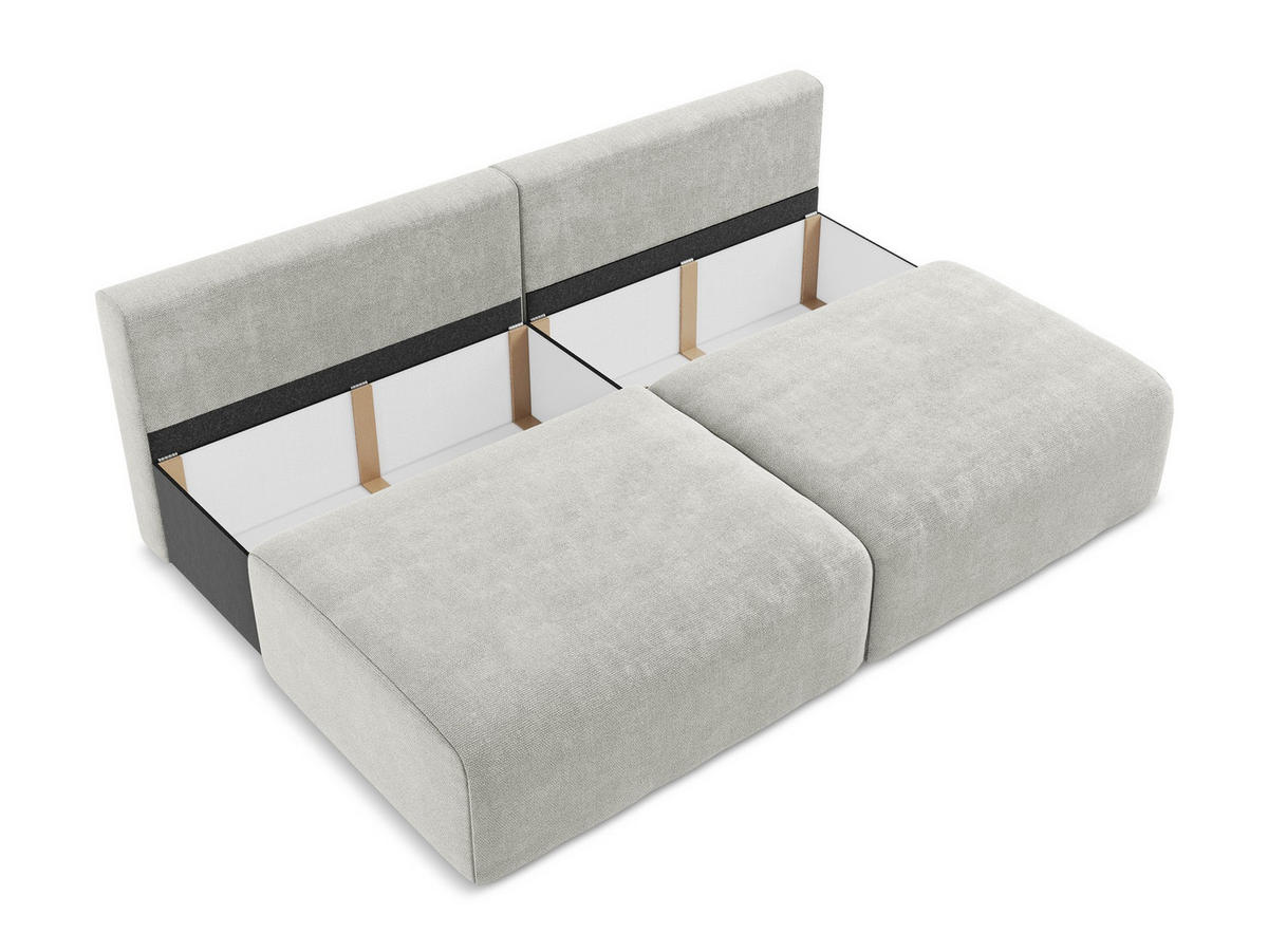 3-SITZER SOFA mit Schlaffunktion Chenille Stoff Grau - Hellgrau/Schwarz, Kunststoff/Textil (216/79/102cm) - Makamii