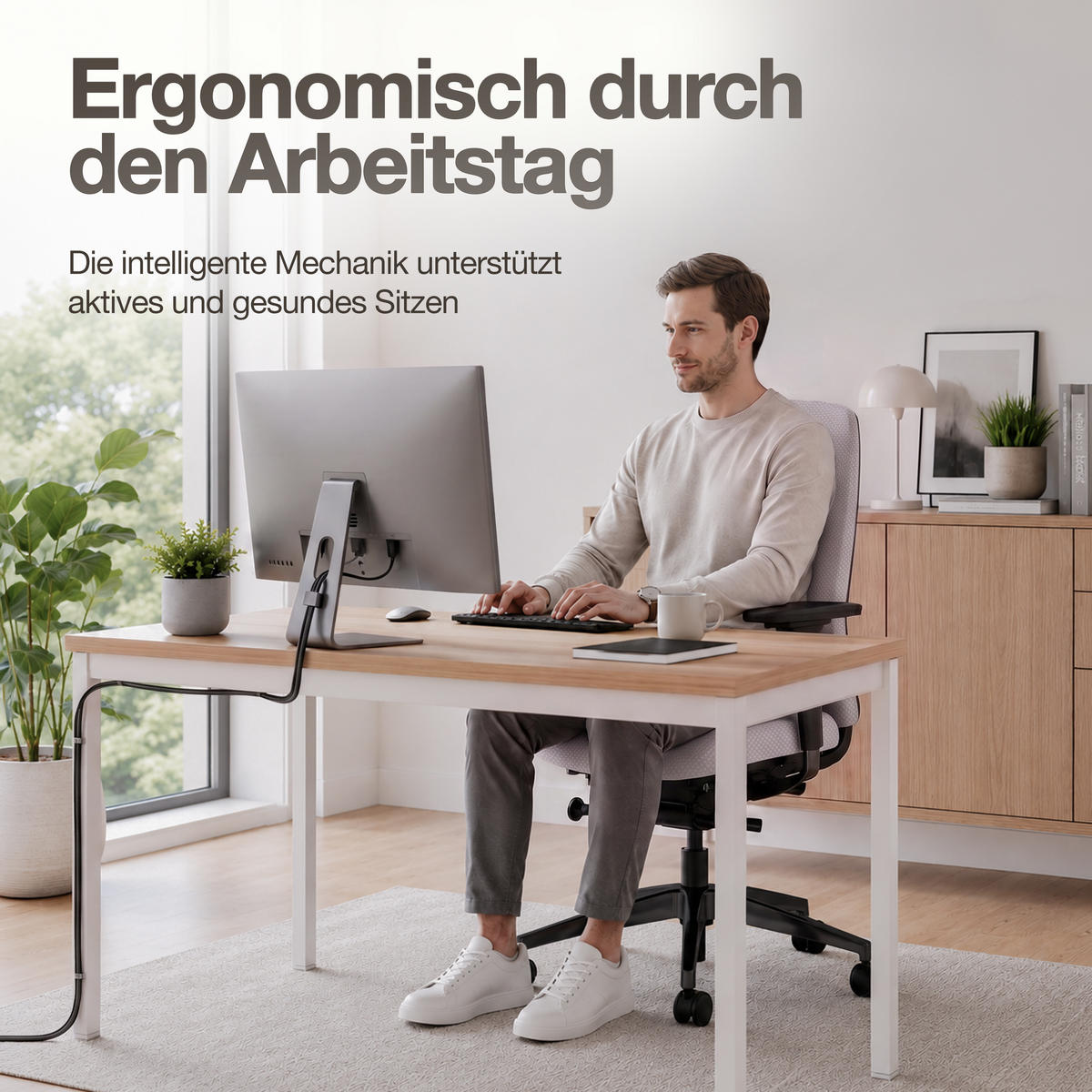 DREHSTUHL Ergonomischer Bürostuhl Atessa mit Polsterrücken in hellgrau / Keine Hellgrau Ergonomischer Polsterrücken - Hellgrau, Textil (62.5/99.8/45cm) - ASSMANN