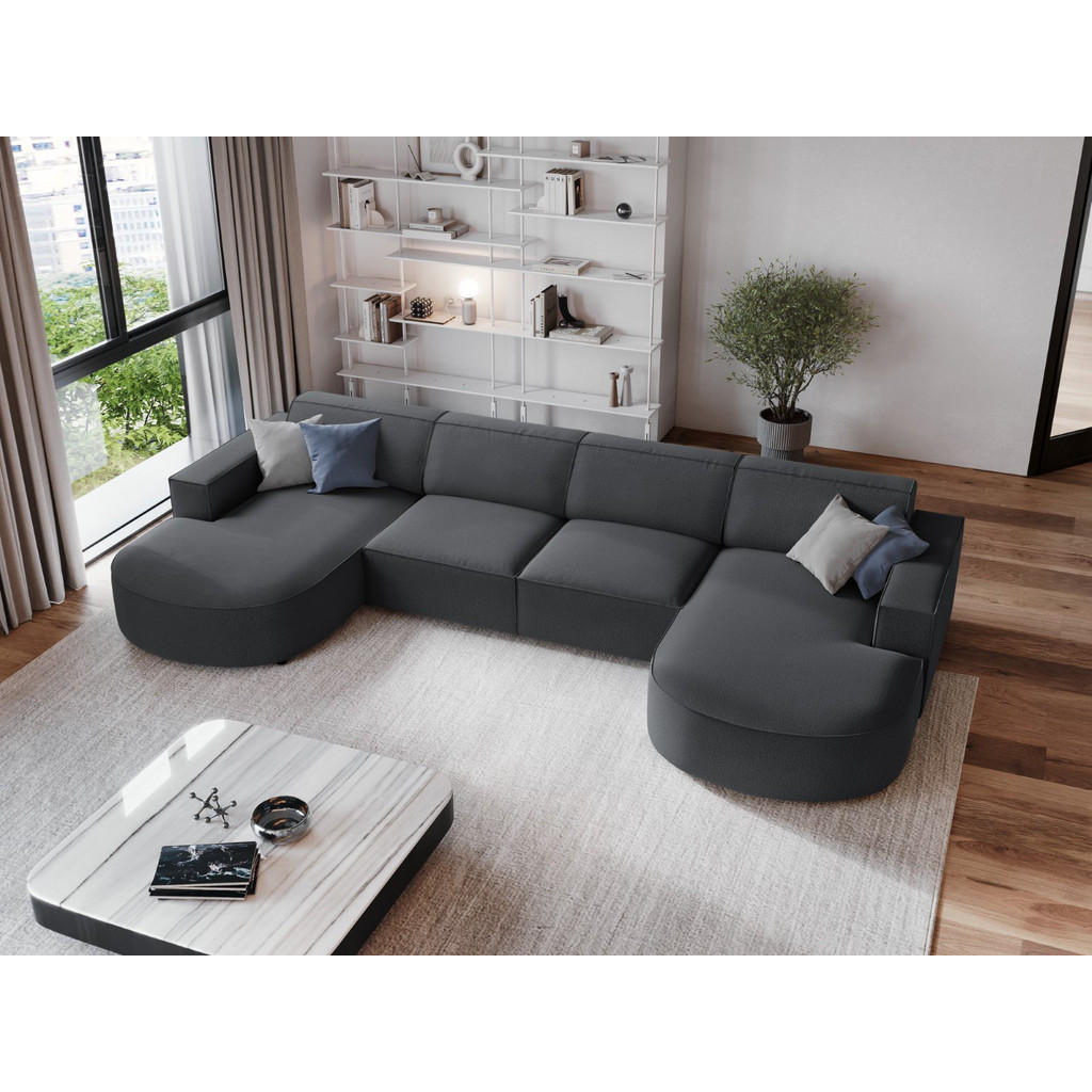 Thumbnail - Micadoni Panoramasofa, Dunkelgrau, Textil, 6-Sitzer, U-Form, 166x70x364 cm, Hergestellt in Europa, Wohnzimmer, Sofas & C...