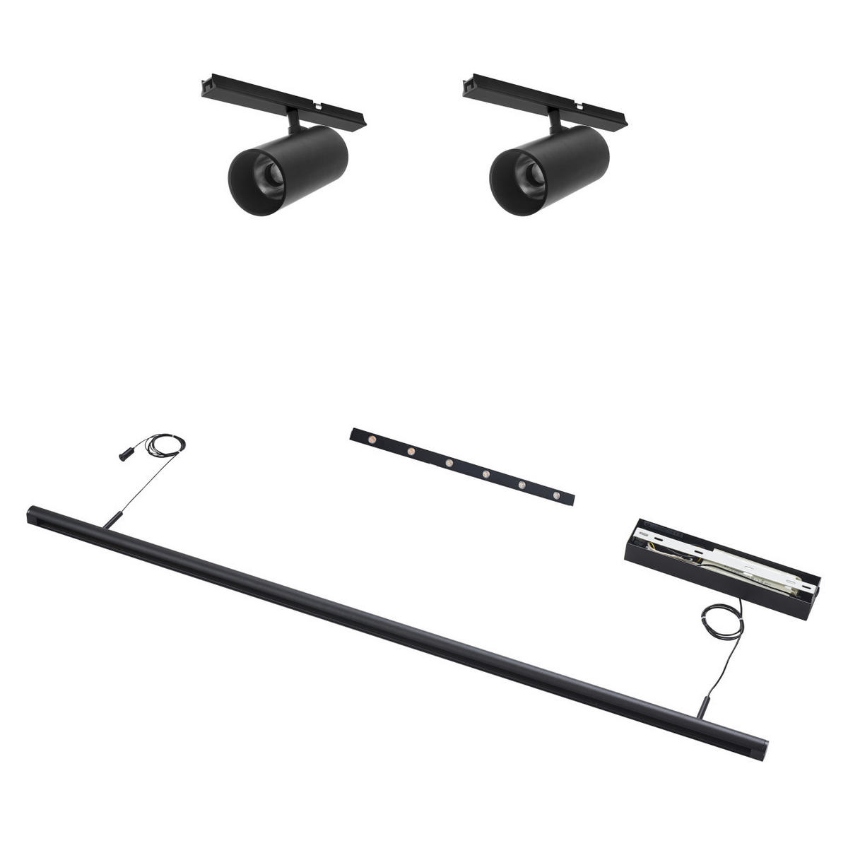 PENDELLEUCHTE MIT SPOTSTRAHLERN Lyne, Schwarz, 125cm - Schwarz, Metall (125/125/8.5cm) - KOSILUM