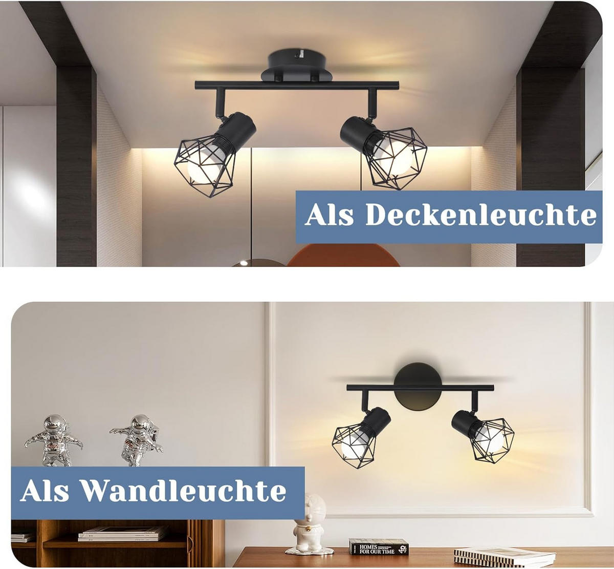 DECKENSTRAHLER Stralina 10/20/28 cm - Schwarz, Metall (28/10/20cm) - ZMH