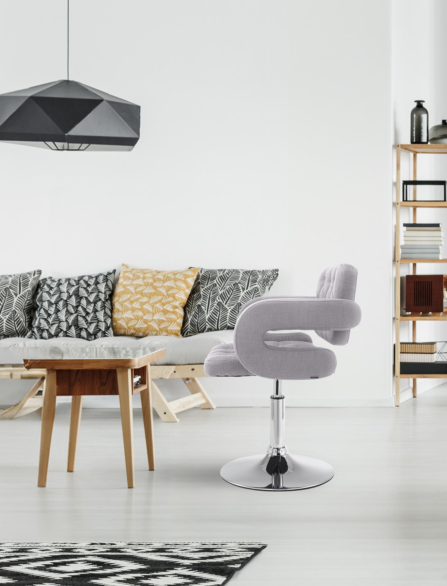 DREHSTUHL Stoff grau - Chromfarben/Grau, Textil/Metall (62/76/55cm) - CLP