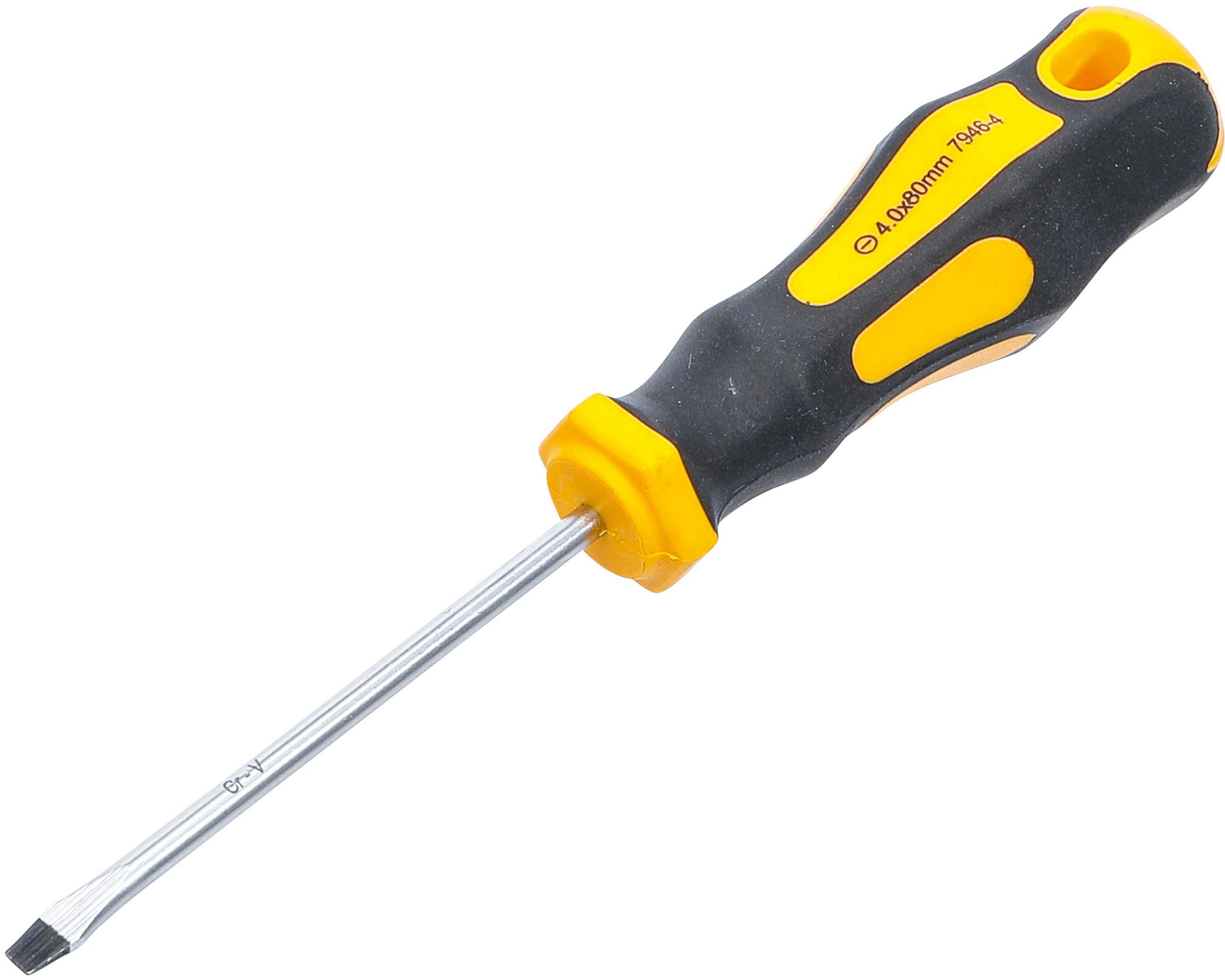 SCHRAUBENDREHER | SCHLITZ 4 MM | KLINGENLÄNGE 80 MM - Multicolor, Kunststoff/Metall (1/1cm) - BGS technic