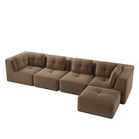 4-SITZER Sofa 386×177×69 cm Cordstoff rahmenlos modular mit Ottomane, braun - Braun, Textil (177/69/386cm)