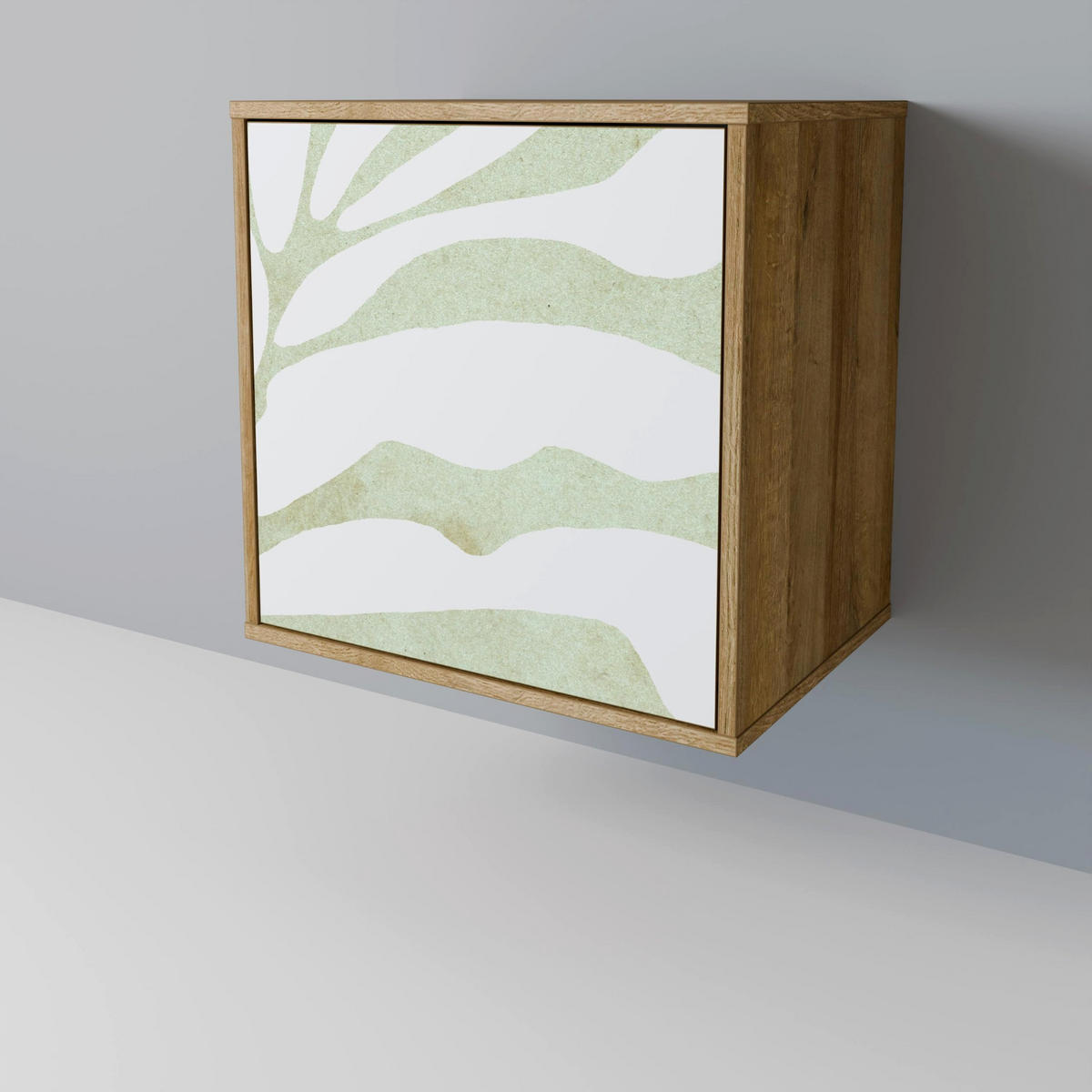 SIDEBOARD BOTANICAL SPARK, Eichefarben, 57,5x42x67,5 cm, Schwarze Metall-Rahmenfüße - Eichefarben/Multicolor, Holzwerkstoff/Metall (57.5/67.5/42cm) - SpaceRebels
