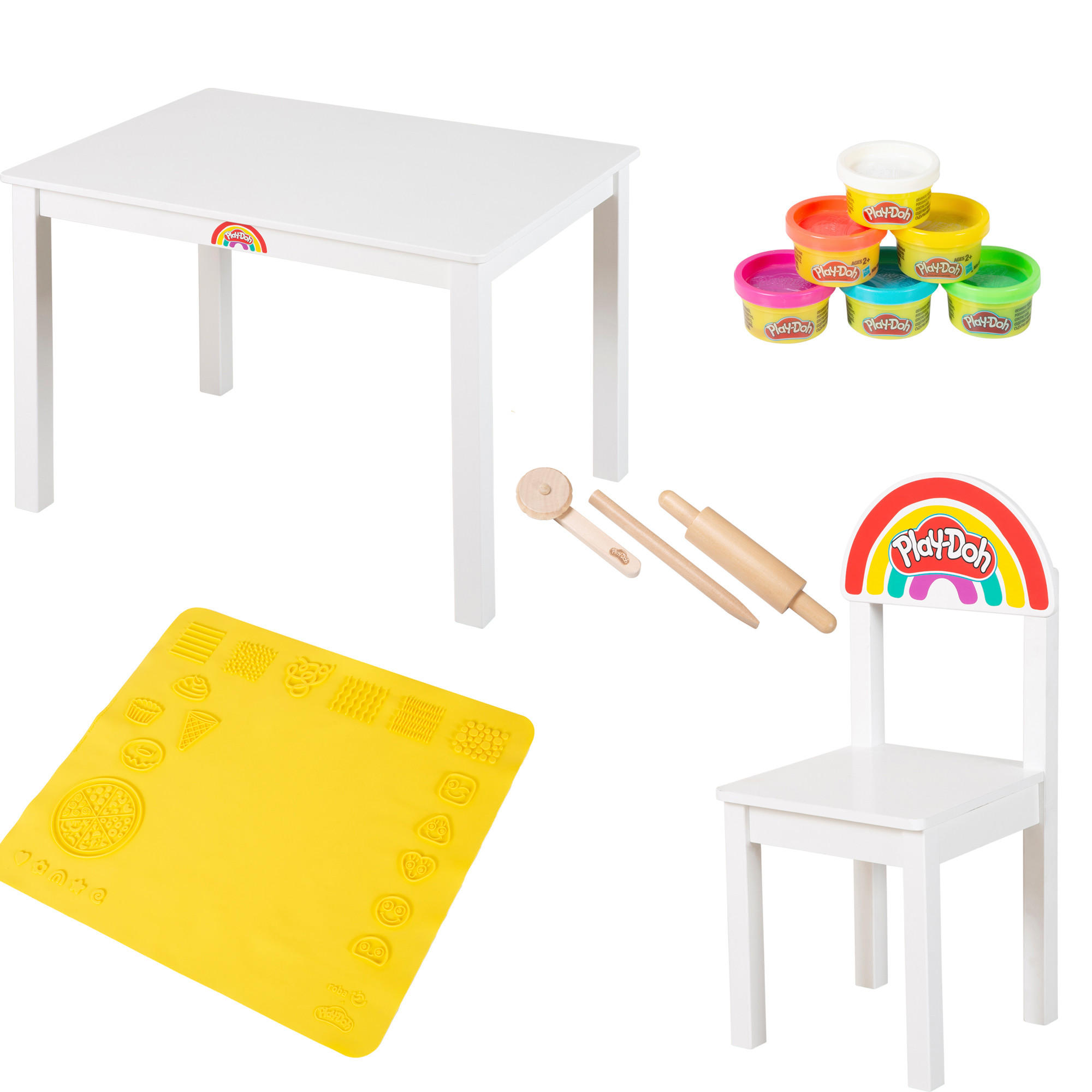 KINDERSITZGRUPPE roba x Play-Doh - Weiß, Holz (50/51/60cm) - Roba