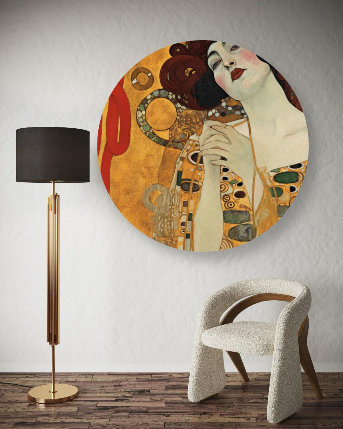 RUNDES BILD Gold 40/40 cm - Goldfarben, Textil (40/40cm) - KUNSTLOFT
