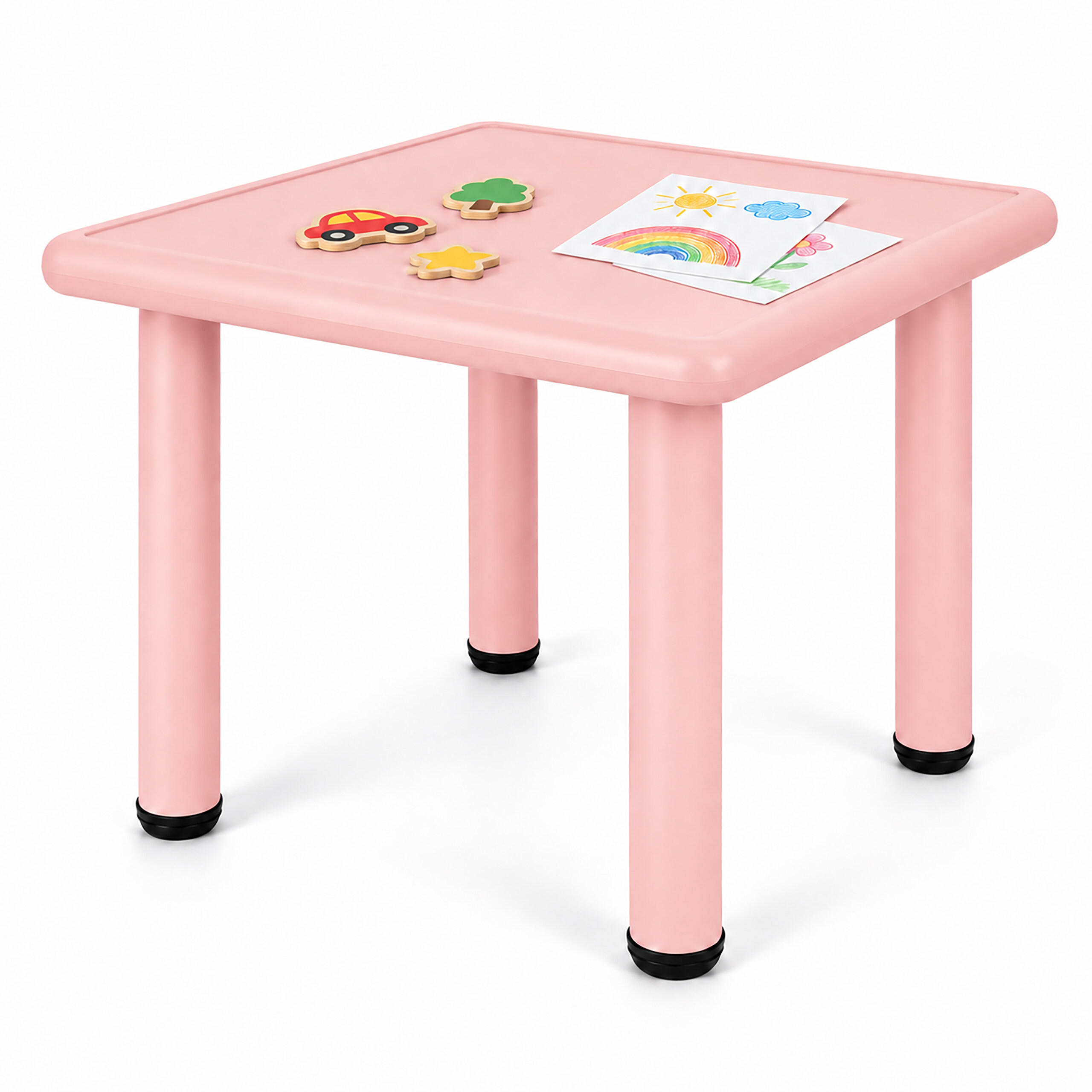 KINDERTISCH Rosa Indoor Outdoor Kunststoff Aluminium 52x62 cm - Pink, Kunststoff/Metall (62/52/62cm) - Relaxdays