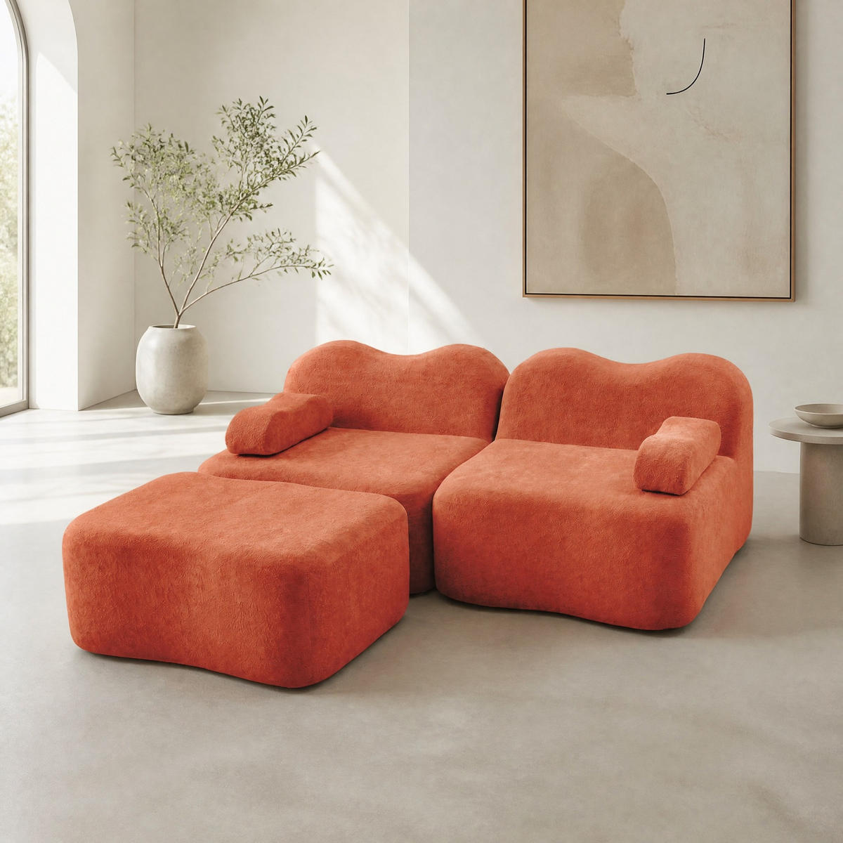 SOFA 192/167/70 cm in Orange aus Samt ohne Aufbau - Orange, Textil (167/70/192cm) - Flora Grace
