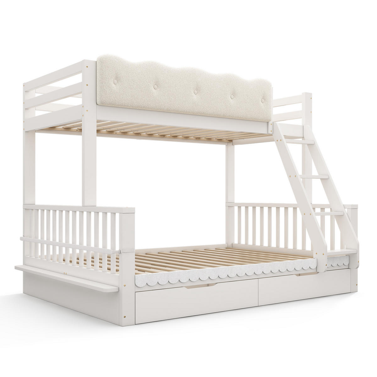 ETAGENBETT 90/200 cm & 140/200 cm in Weiß mit Schubladen und Zeitschriftenständer - Weiß, Holz/Holzwerkstoff (140/200cm) - CHICFURN