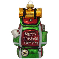CHRISTBAUMSCHMUCK Camping-Rucksack Grün 11cm (Glas / 1 Stk.) - Grün, Glas (8/11/5cm) - Krebs Glas Lauscha