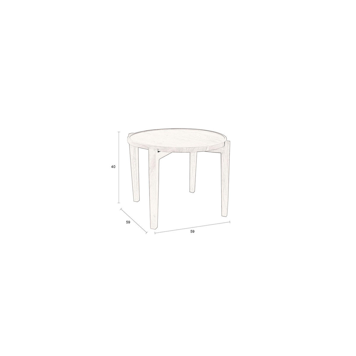 COUCHTISCH Shane Rund 59 cm - Braun, Holz (59/59/40cm) - Dutchbone