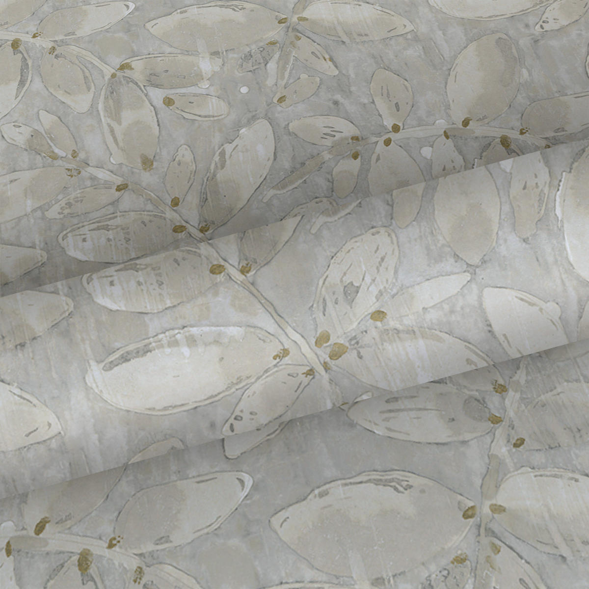 TAPETE gezeichnete Blätter 53 cm x 10,05 m - Grau, Papier (53/1000cm) - Sanders & Sanders