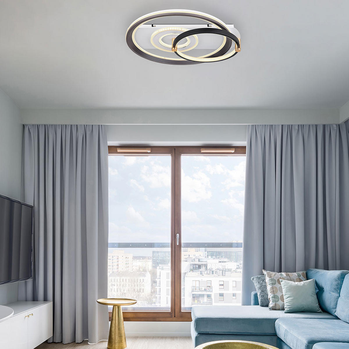 LED DECKENLEUCHTE ANI Metall Schwarz - Schwarz, Metall (52/48/9.5cm) - Globo Lighting