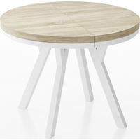 ESSTISCH Lume Weiß runder ausziehbarer, Sonoma Eiche 100-150/100/76 cm - Braun/Weiß, Holz/Holzwerkstoff (100/150/76cm) - WFL GROUP