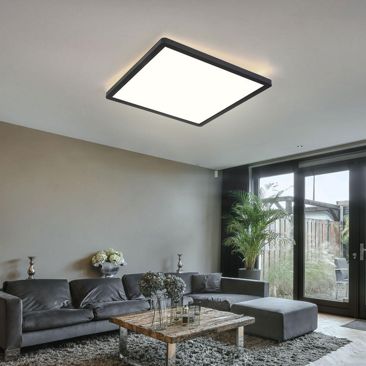 LED DECKENLEUCHTE SAPANA Weiß Opal - Weiß, Kunststoff (29.4/29.4/2.5cm) - Globo Lighting