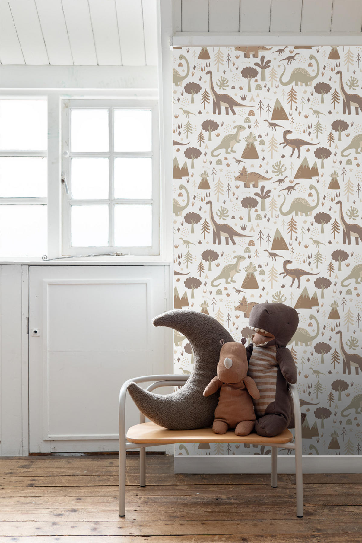 TAPETE Dinosaurier 50 x 900 cm - Weiß, Papier (50/0.1cm) - ESTAhome