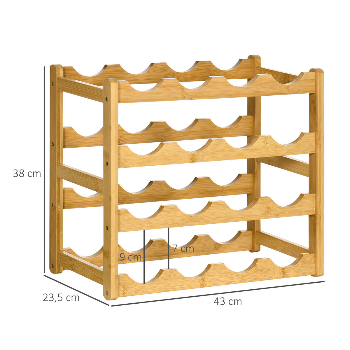 WEINREGAL, Bambus, Naturholz - Naturfarben, Naturmaterialien (23.5/38/43cm) - HOMCOM