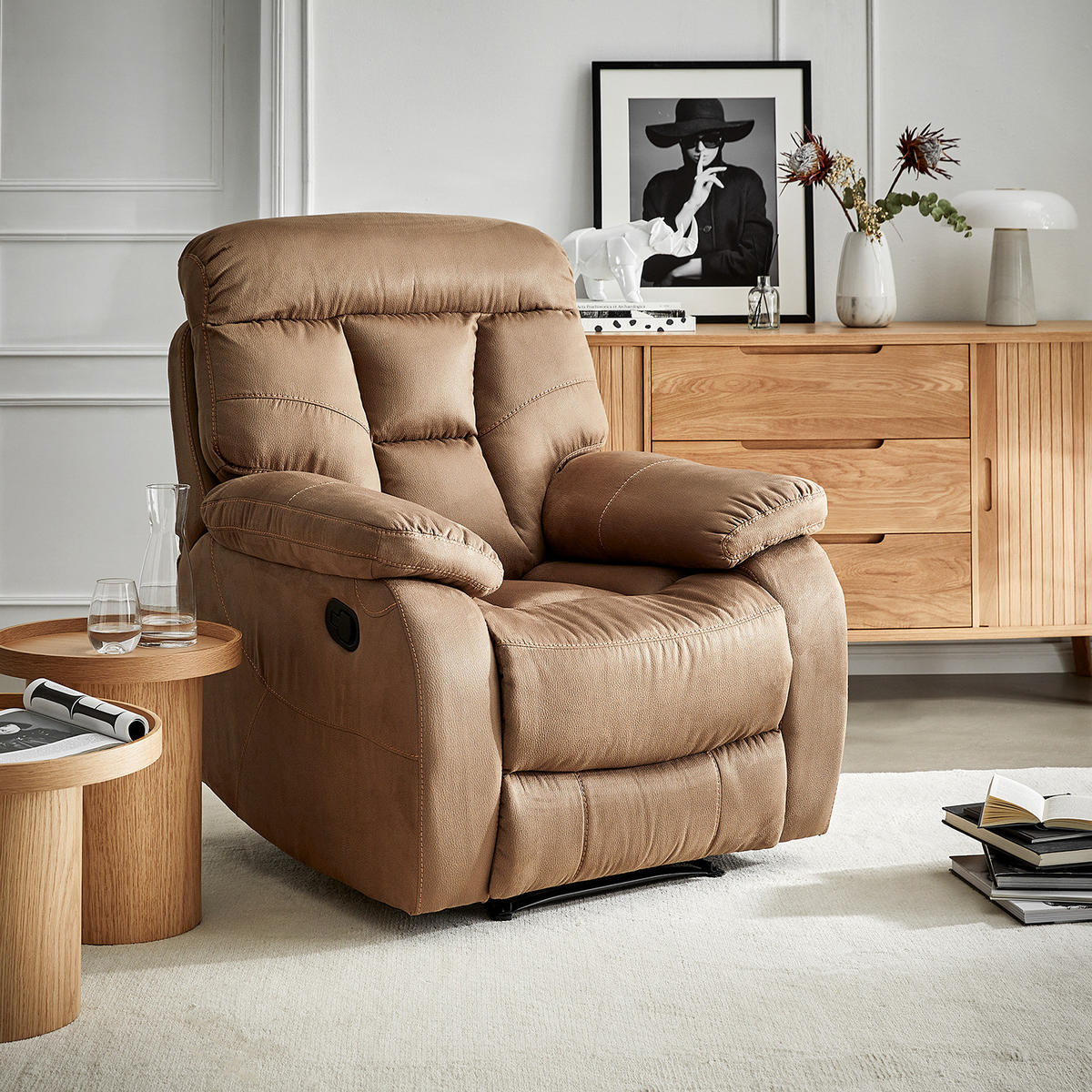 FERNSEHSESSEL - manuell Verstellbar - Schwarz/Braun, Kunststoff/Textil (99/110/103cm) - home24