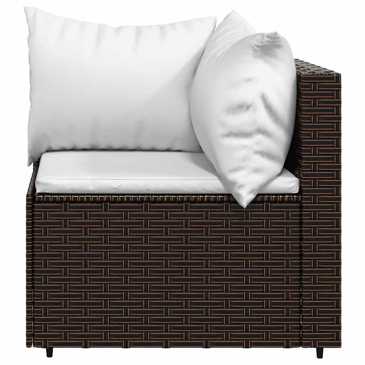 LOUNGEGARNITUR mit Cremeweiß Auflagen und 50 cm Couchtisch, aus Poly Rattan und Glas, Braun, 4-teiliges Set - Braun, Kunststoff - vidaXL