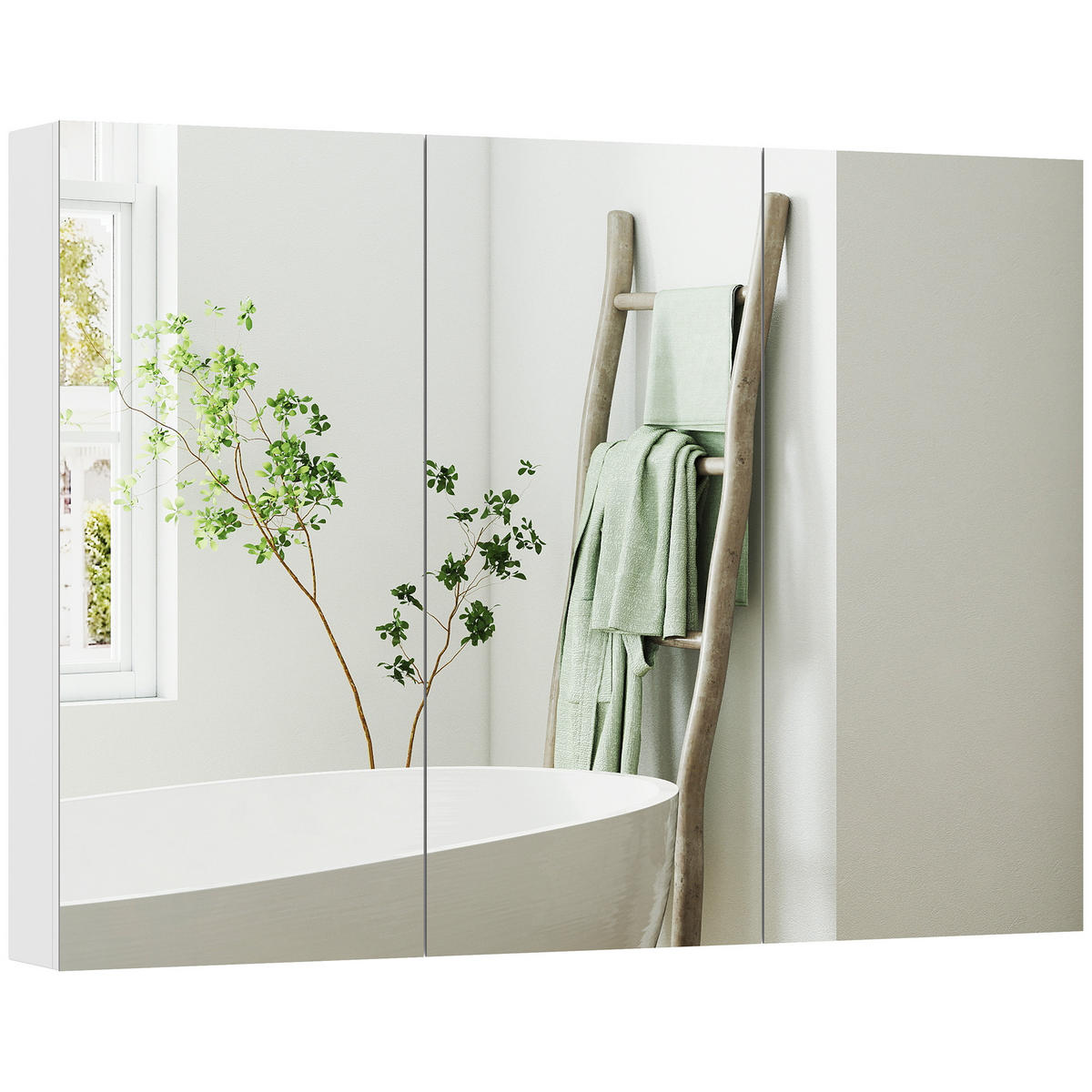 SPIEGELSCHRANK Weiß 91,5/11,5/65 cm - Weiß, Holzwerkstoff (91.5/65/11.5cm) - PANGIVO