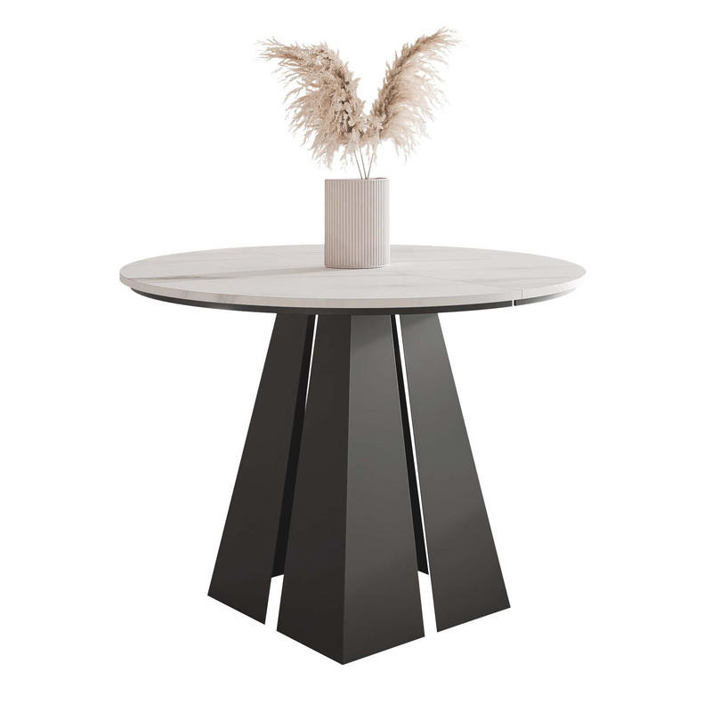 AUSZIEHTISCH FORTE 100/76 cm, Schwarz / Bianco (Weiß) - Perlmutt/Schwarz, Holzwerkstoff/Metall (100/100/76cm) - Idohome