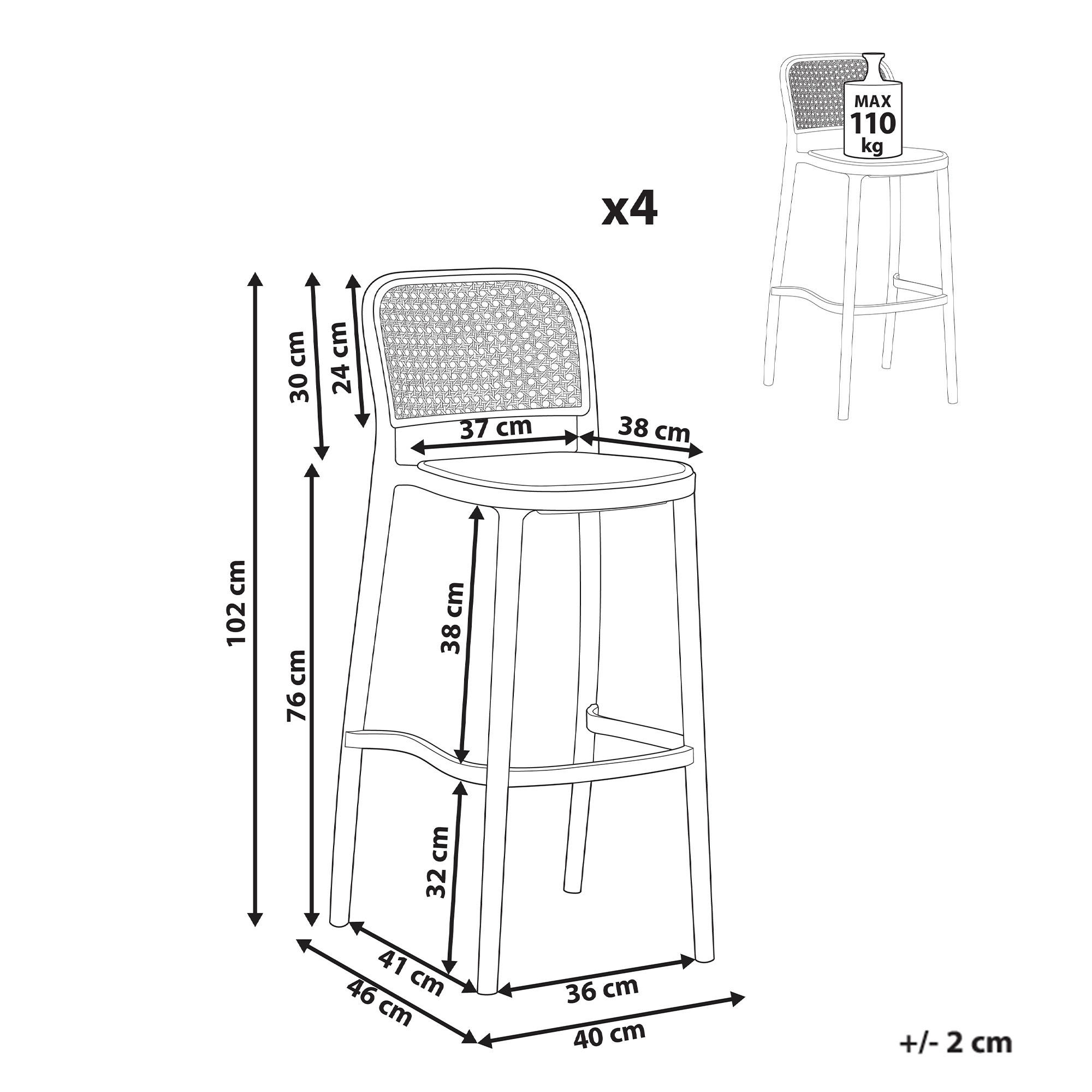 Thumbnail - Beliani Barstühle, Beige, Schwarz, Kunststoff, 40x102x46 cm, Esszimmer, Barmöbel, Barhocker