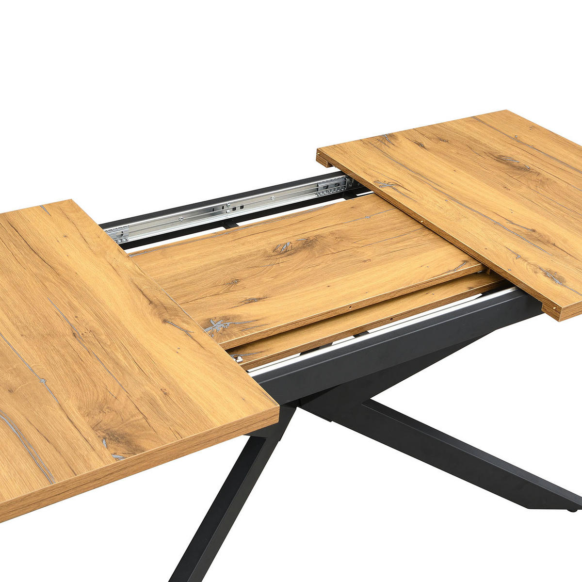 AUSZIEHTISCH MALTEK 140-220/90/76 cm - Schwarz/Braun, Metall (90/140/76cm) - DUBI Möbel