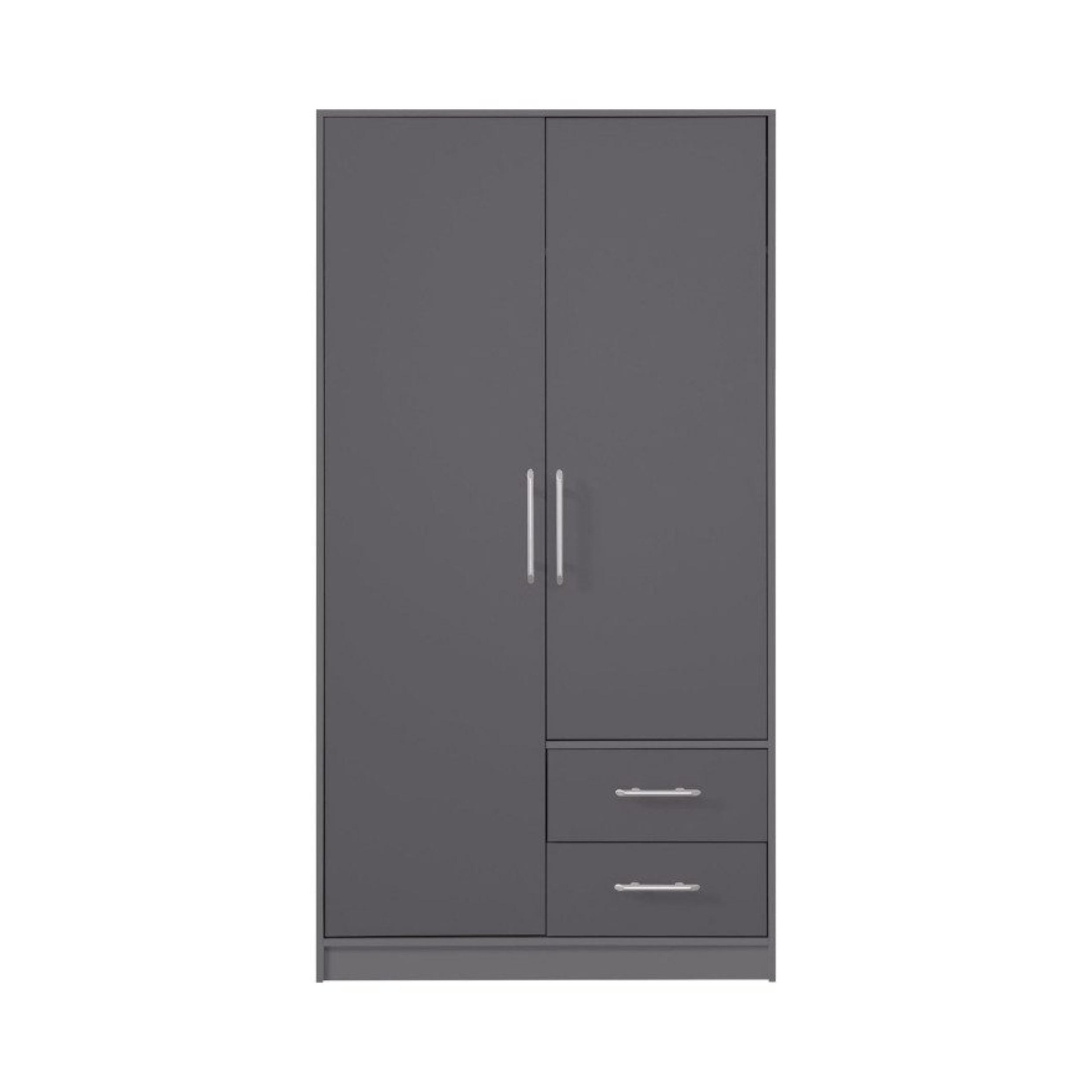 KLEIDERSCHRANK SAM SR3 2-türig 100 / 190 / 56 cm Anthrazit - Anthrazit, Holzwerkstoff (100/190/56cm) - Deine Möbel 24