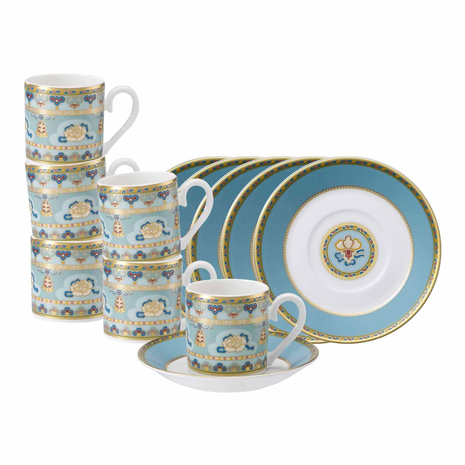 ESPRESSOTASSEN MIT UNTERTASSEN Samarkand Aquamarin bunt 50 ml 12er Set - Multicolor, Keramik (12.6/7.8/12.6cm) - Villeroy & Boch