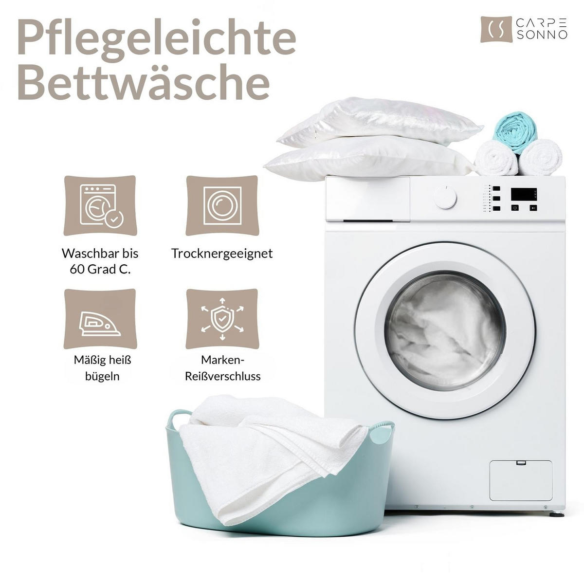 BETTWÄSCHE Damast 135x200 Beige Taupe gestreift - Made in Germany - Taupe, Textil (135/200cm) - Carpe Sonno