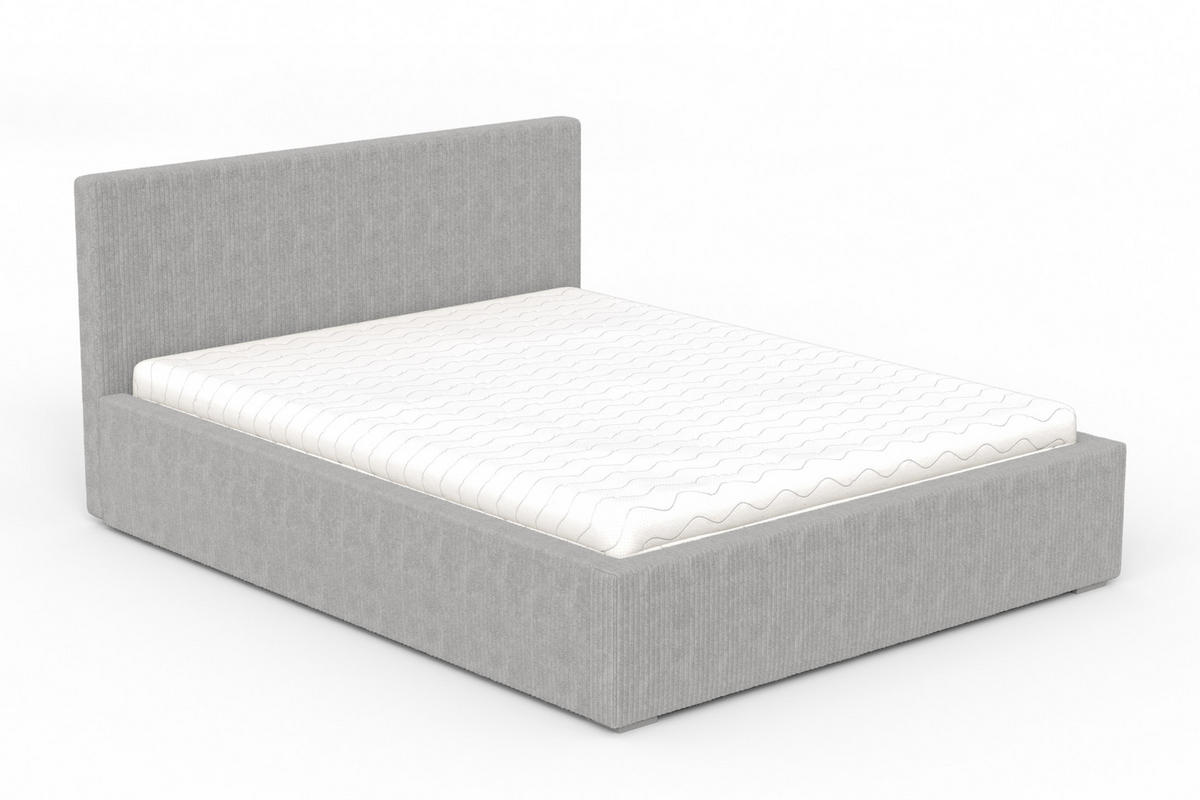 POLSTERBETT LOCCA 140/200 in Cord Hellgrau - Hellgrau, Holz/Holzwerkstoff (140/200cm) - Deine Möbel 24