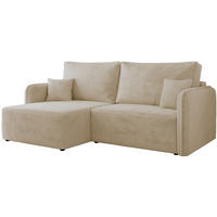 ECKSCHLAFSOFA MESTO L Creme Plüsch - links - Creme/Schwarz, Kunststoff/Textil (227/147cm) - MKS