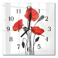 WANDUHR 30x30 cm - Mohn - Rot, Glas (30/30/0.4cm) - TULUP