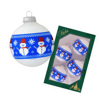 CHRISTBAUMKUGELN Schneemann Nähoptik Blau 7cm (Glas / 4 Stk.) - Blau, Glas (7/7/7cm) - Krebs Glas Lauscha