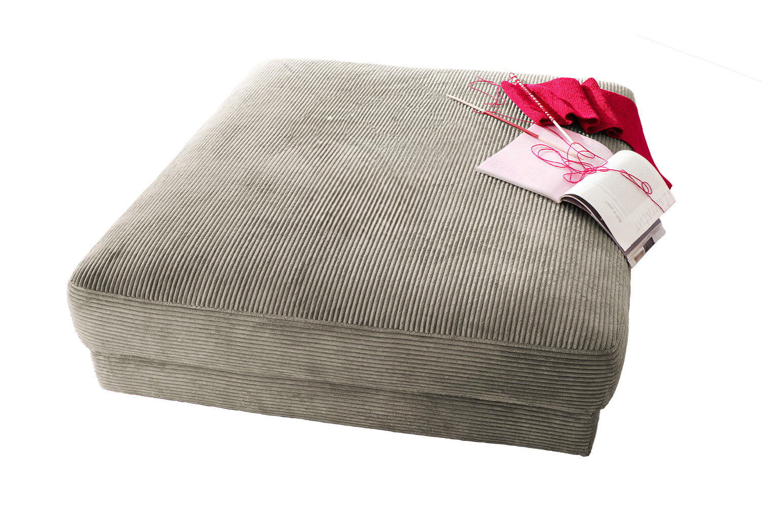 BIG HOCKER MADELINE Silber Cord - Silberfarben, Textil (120/43/120cm) - KAWOLA