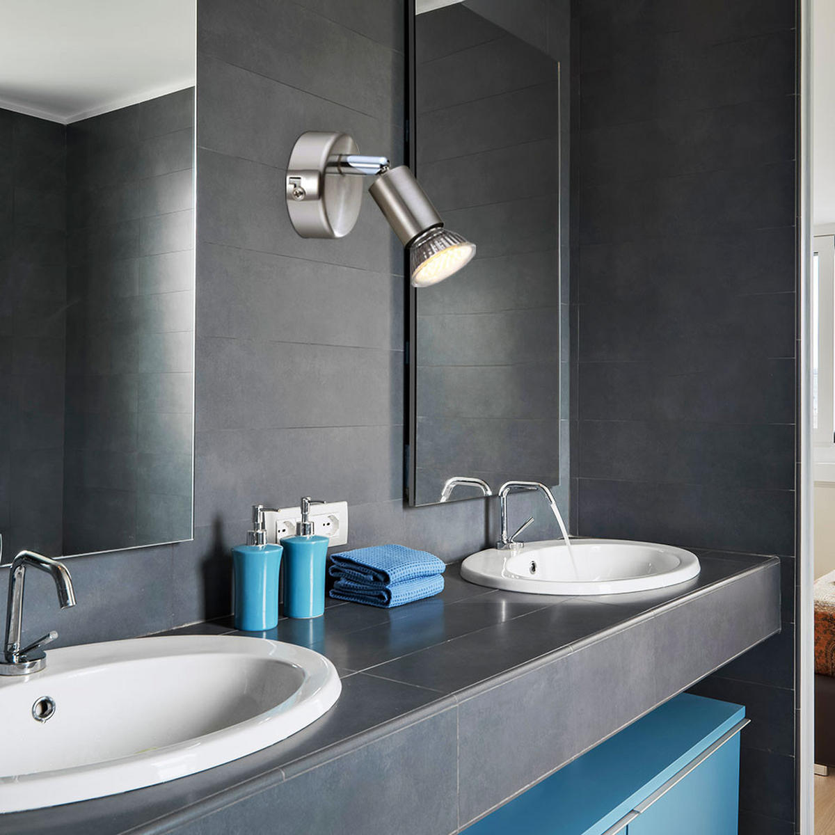 LED WANDLEUCHTE MATRIX Silber Matt Nickel - Silberfarben, Metall (7/14/14cm)