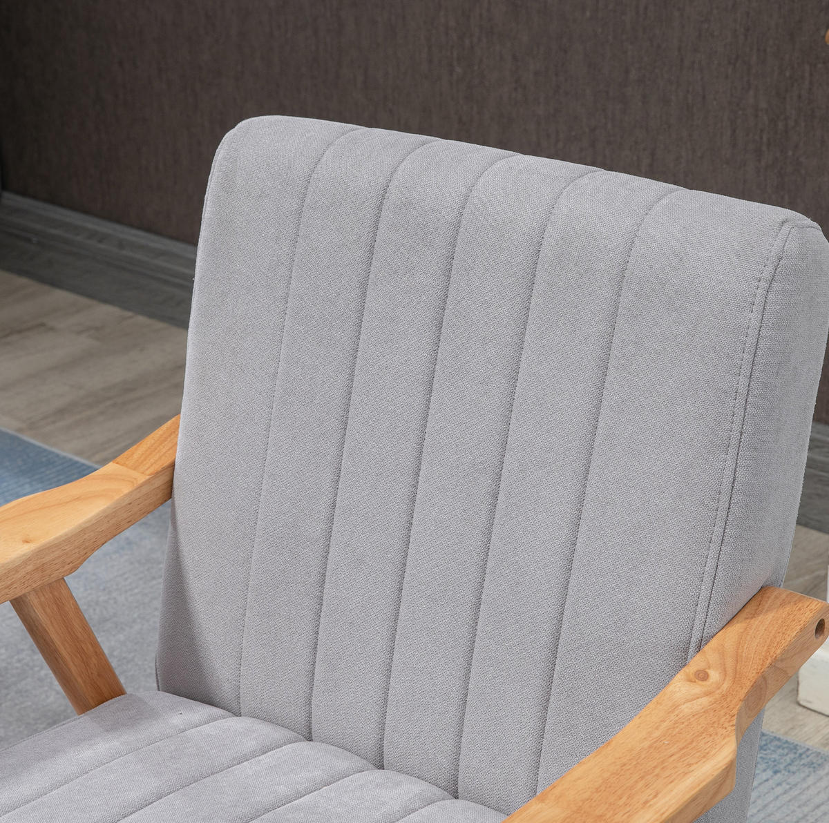 SESSEL 68/74/82 cm in Hellgrau im Skandi-Design mit Armlehnen - Hellgrau, Textil (74/82/68cm) - Flora Grace