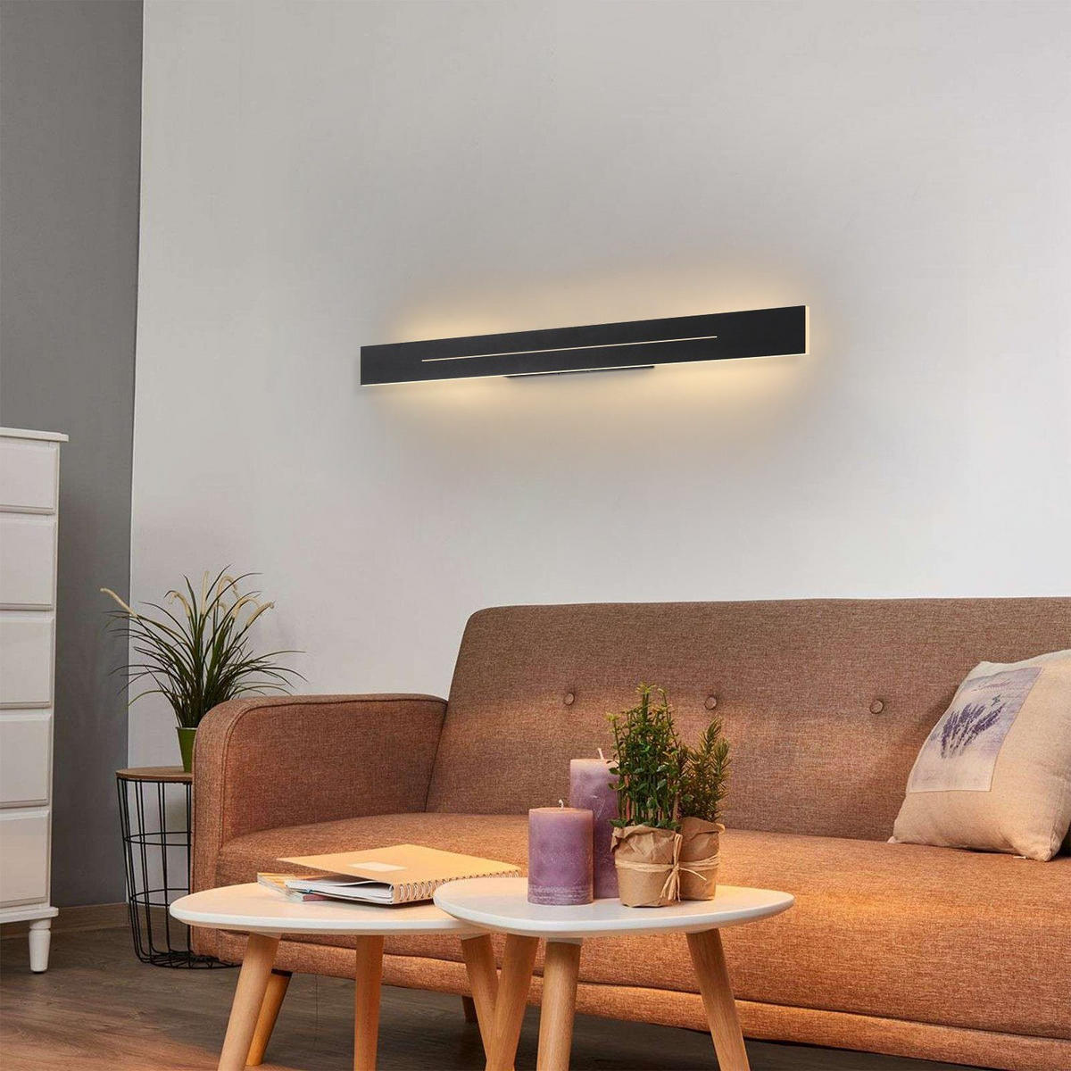 LED-WANDLEUCHTE Luminaire 60/5/4 cm - Schwarz, Metall (5/4/60cm) - ZMH