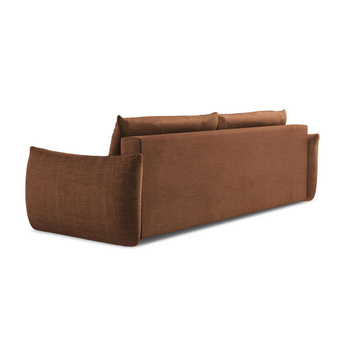 3-SITZER SOFA mit Schlaffunktion Strukturstoff Orange - Terracotta/Schwarz, Holzwerkstoff/Kunststoff (230/90/105cm) - LaMiaSofa