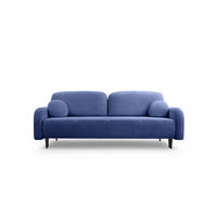 BETTSOFA VIVO Blau Geflochtener Stoff mit Schlaffunktion - Blau, Holz (230/95/102cm) - MASSENO