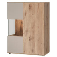 VITRINE Eiche, Kaschmir 90 x 120 cm, Highboard inklusive LED-Beleuchtung - Kaschmir/Eichefarben, Glas/Holzwerkstoff (90/40/120cm) - Inn.Furn
