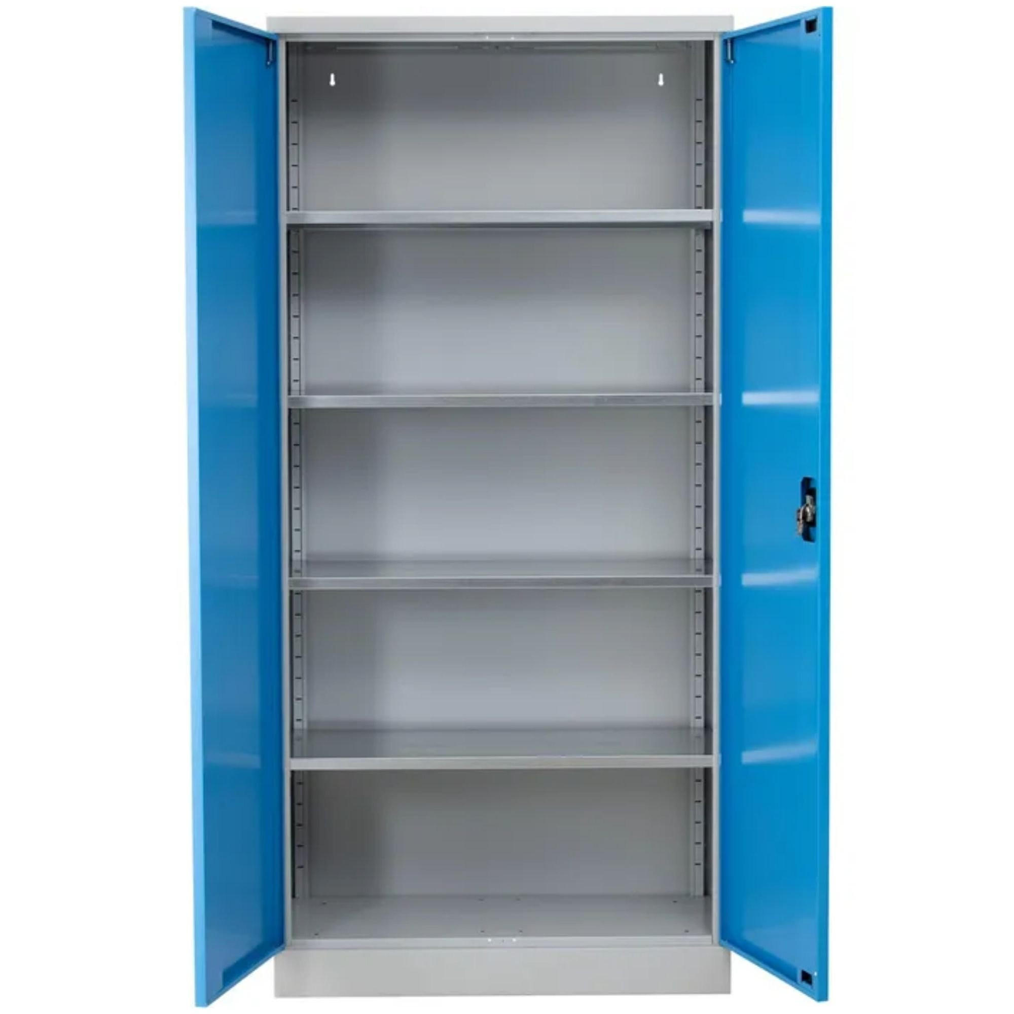 STAHLSCHRANK Bee mit 9 verzinkten Fachböden 195x120x60 cm Korpusfarbe Lichtgrau Frontfarbe Lichtblau - Hellblau, Metall (120/195/60cm)
