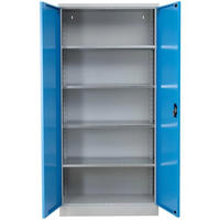 STAHLSCHRANK Bee mit 9 verzinkten Fachböden 195x120x60 cm Korpusfarbe Lichtgrau Frontfarbe Lichtblau - Hellblau, Metall (120/195/60cm)