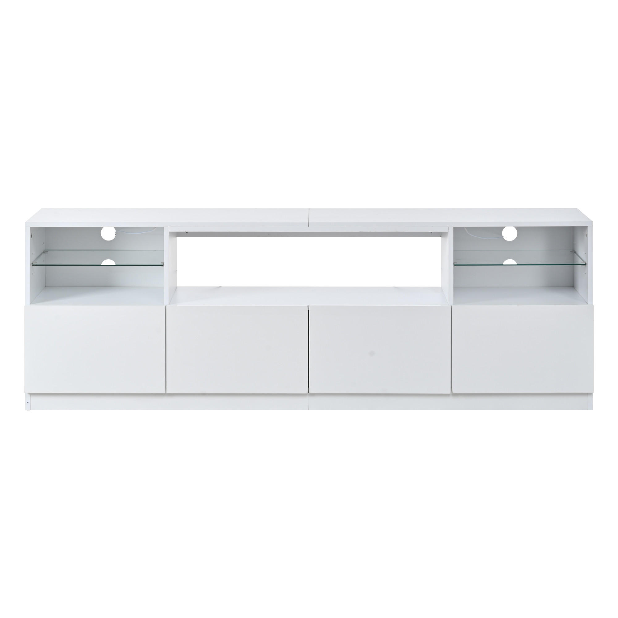 TV-SCHRANK 180/35/60 cm Weiß Hochglanz mit LED-Beleuchtung und 4 Türen - Weiß, Holzwerkstoff (180/60/35cm) - Oxeza