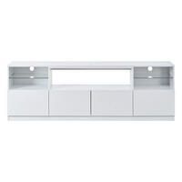 TV-SCHRANK 180/35/60 cm Weiß Hochglanz mit LED-Beleuchtung und 4 Türen - Weiß, Holzwerkstoff (180/60/35cm) - Oxeza