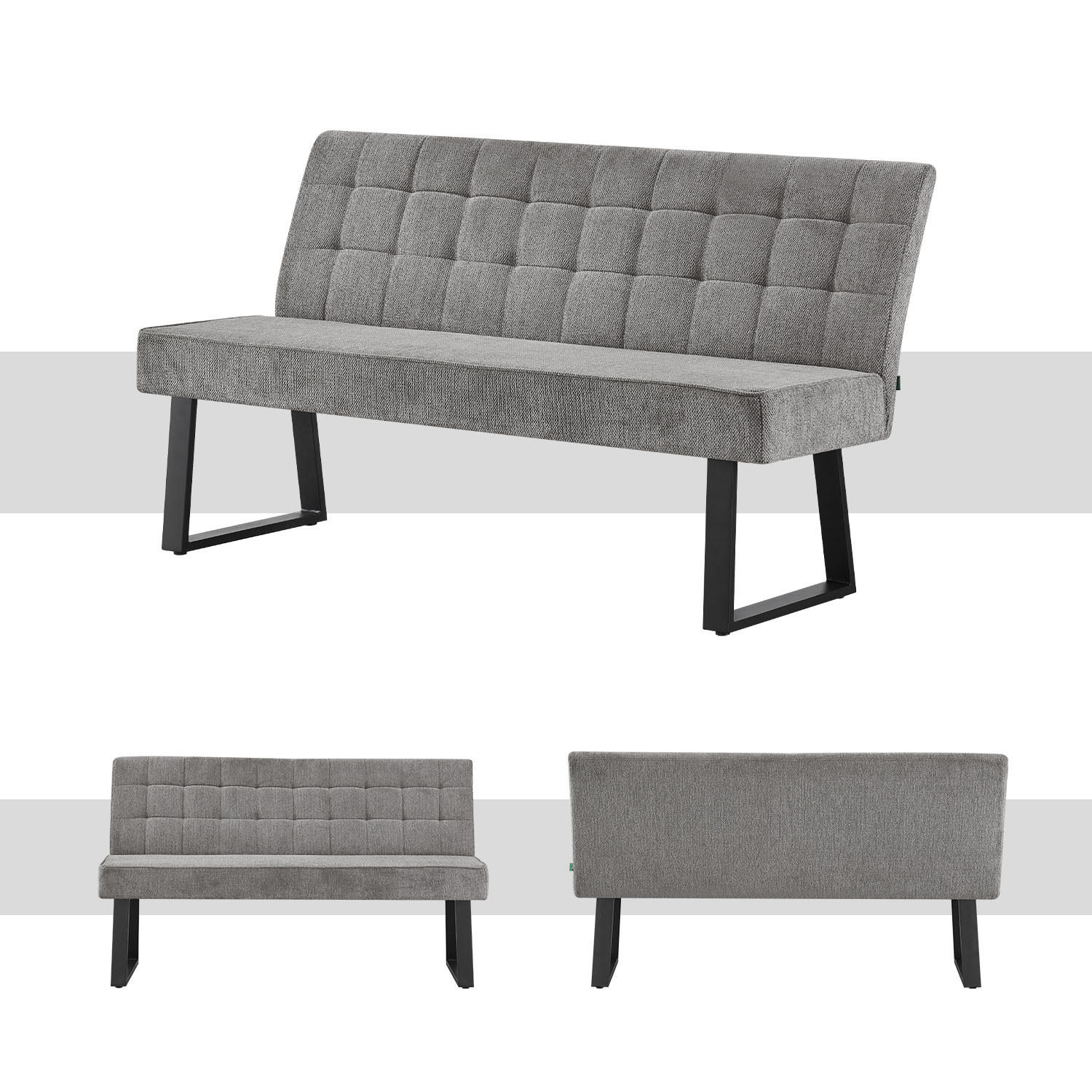 SITZBANK EMMA - Grau, Metall (160/89/65cm) - DUBI Möbel