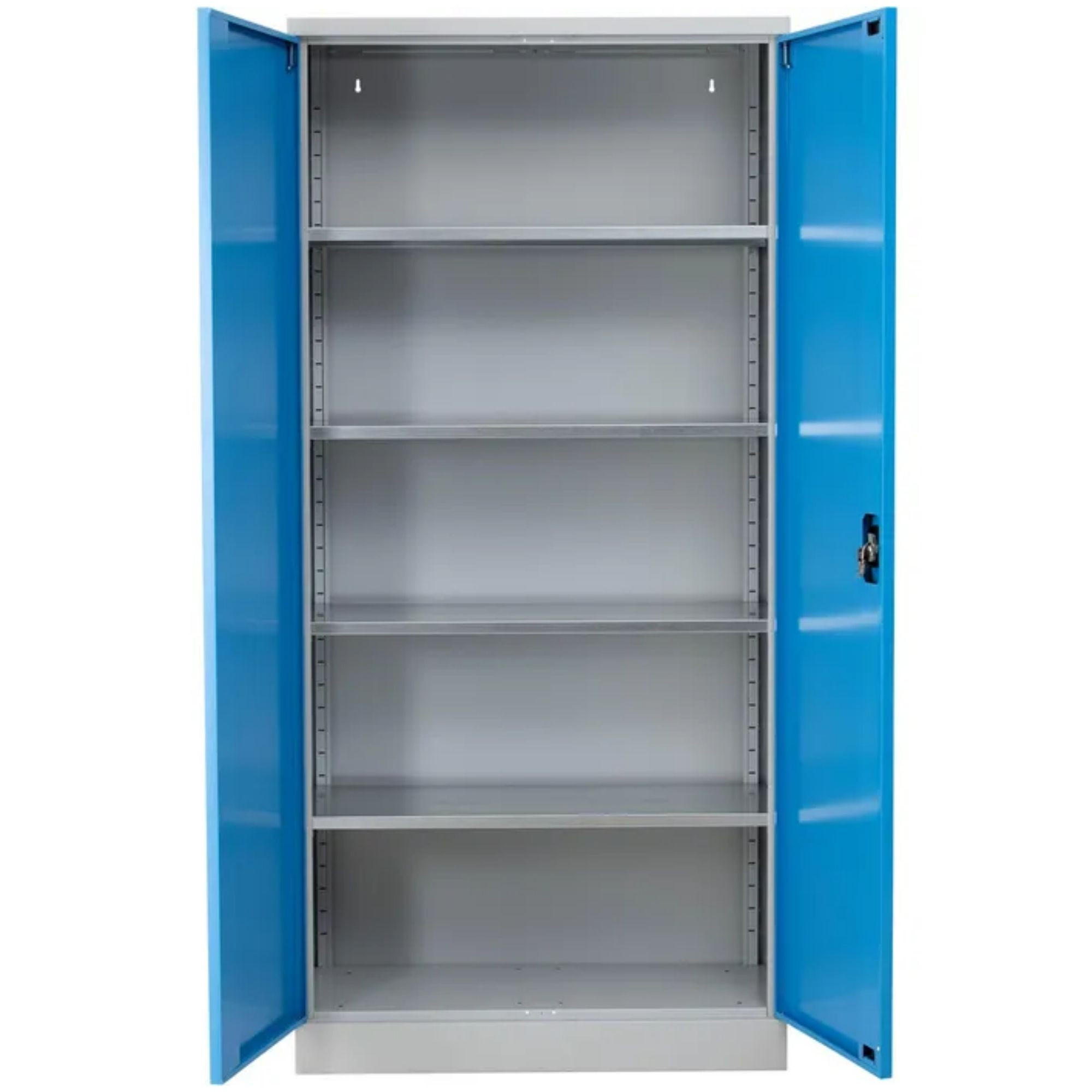 STAHLSCHRANK Bee mit 10 verzinkten Fachböden 195x120x60 cm Korpusfarbe Lichtgrau Frontfarbe Lichtblau - Hellblau, Metall (120/195/60cm)